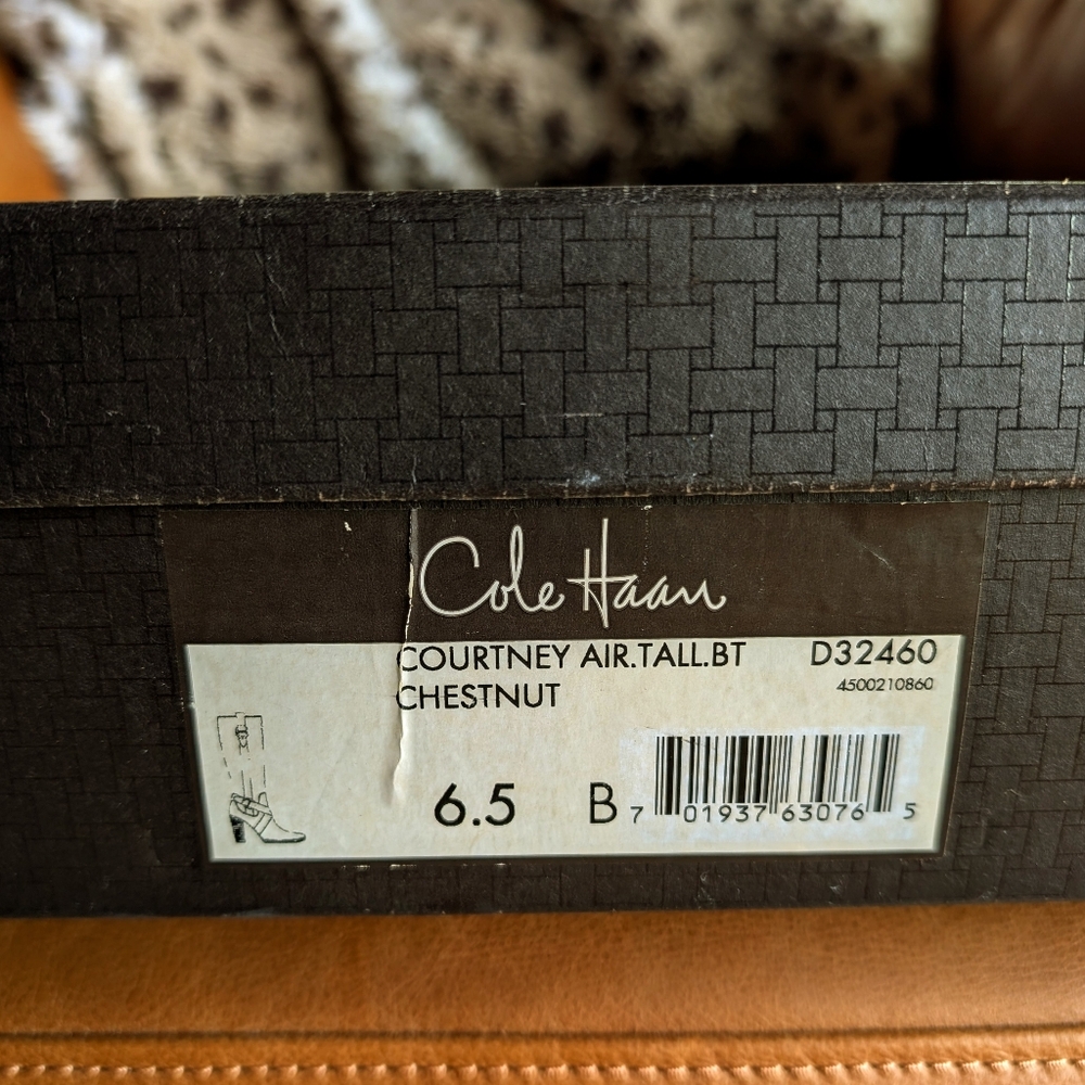 COLE HAAN - Courtney Air Tall High-Heeled Leather Boots - Brown - NIB - Picture 3 of 15